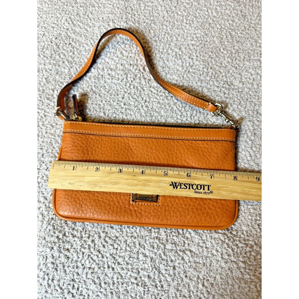 Dooney & Bourke Women's Wristlet Orange Pebbled Leather Large Slim Purse